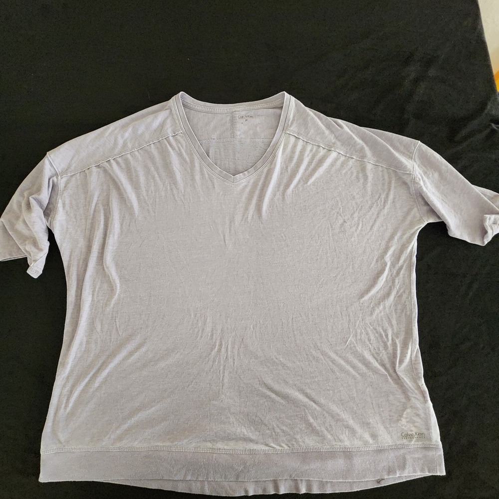 Calvin‎ Klein Performance Gray Short Sleeve Cotton Blend Shirt Women's 2XL